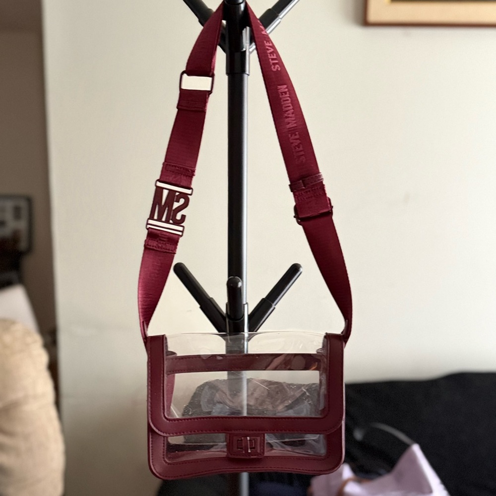 Steve Madden Burgundy Clear Crossbody Bag